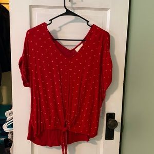 Red, Front-Tie, Light-Weight T-shirt by Universal Thread